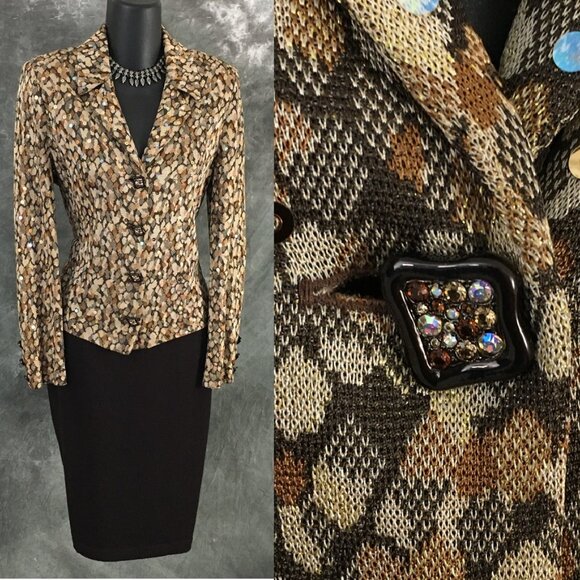 St. John Dresses & Skirts - BEAUTIFUL St John evening knit brown multi rhinestones embellished skirt suit 4